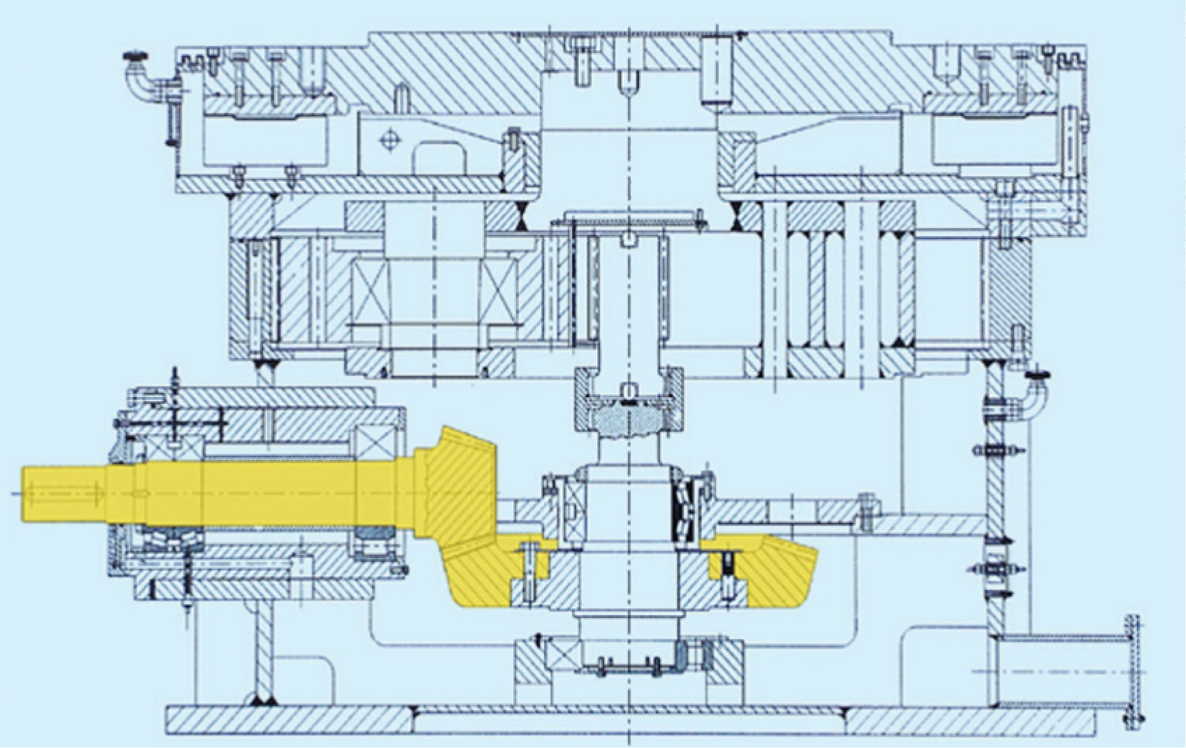 Structure principle of vertical mill gear reducer